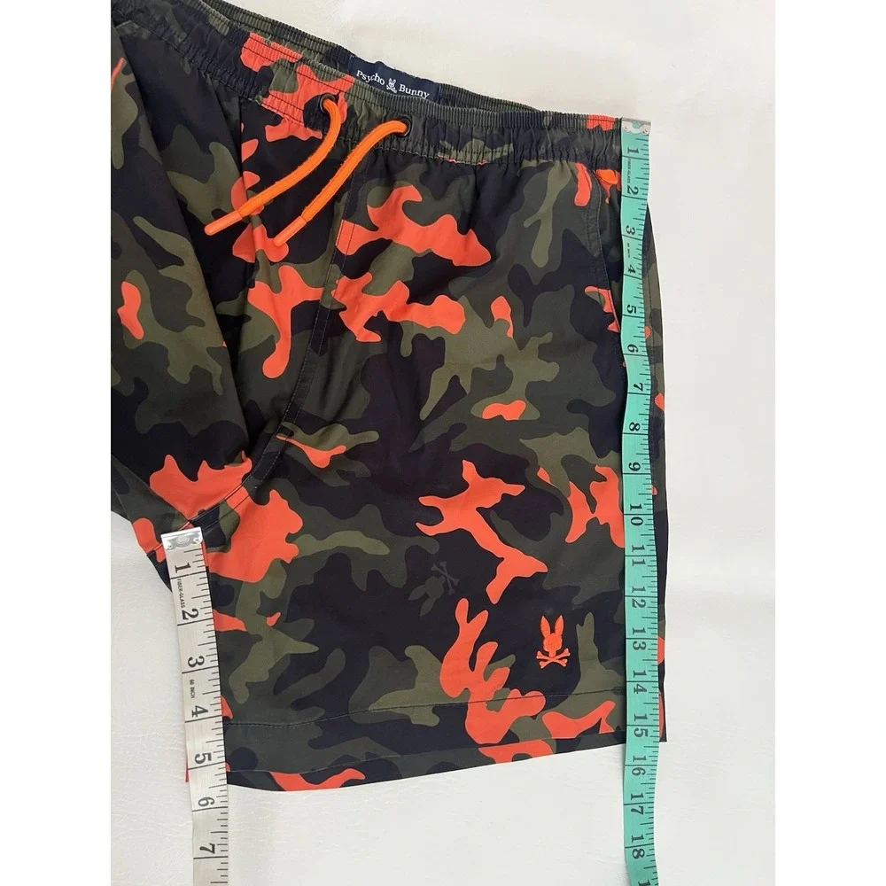 Psycho Bunny Boys XL 18-20 Swim Trunks Orange Camo Shorts Liner Cut Out Read *